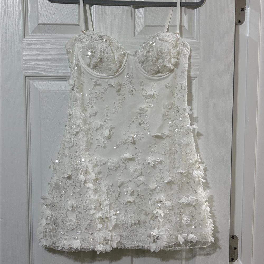Oh Polly White Strapless Embellished Mini Dress - Picture 3 of 5